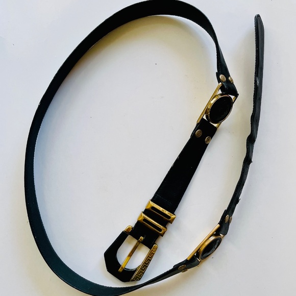 Gianni Versace Black Leather Medusa Medallions Belt Gold Hardware Men's 100/40 - Picture 3 of 14